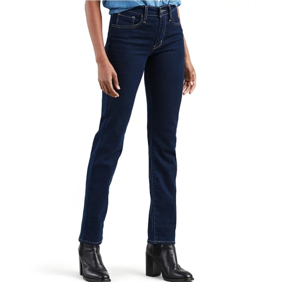 Levi Strauss 724 High Rise Straight W29 L30 Women's Denim Dark Blue Stretch NWOT - Picture 3 of 14